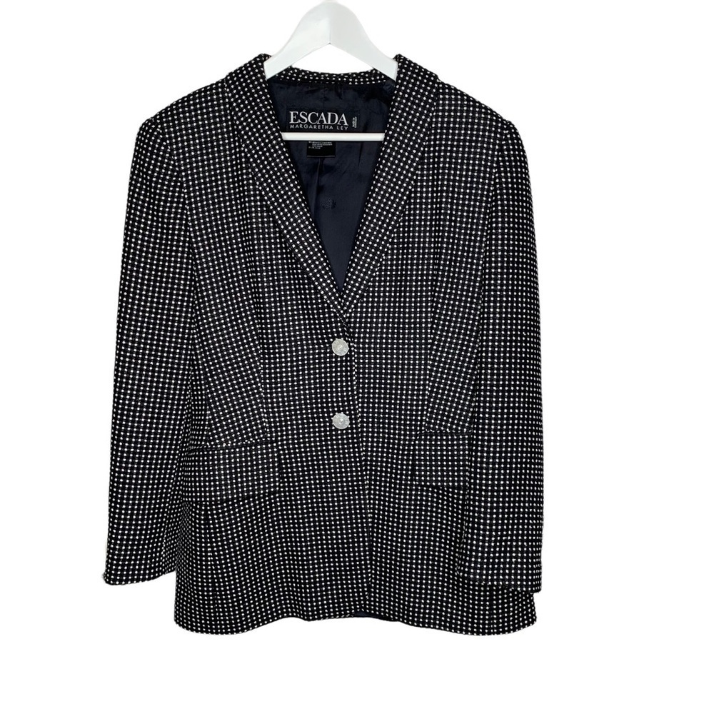 Vtg ? Escada Blazer SZ 40 (10) Black polka dot Lined EUC